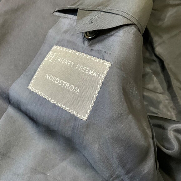 Hickey Freeman 43R Sport Coat Blazer Jacket Black Ing Lora Piana Super 130s - Picture 10 of 15